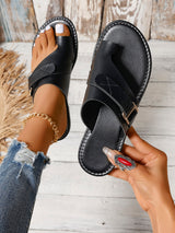 Women Slippers Outside Casual Beach Women Shoes Summer New Flats Flip Flop Sandals Walking Clip Toe Rome Buckle Ladies Slides