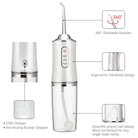 Portable Smart Electric Oral Irrigator Water Flosser 4 Jets 3 Modes Rechargeable Dental Water Jet Irrigator Dental Teeth Cleaner