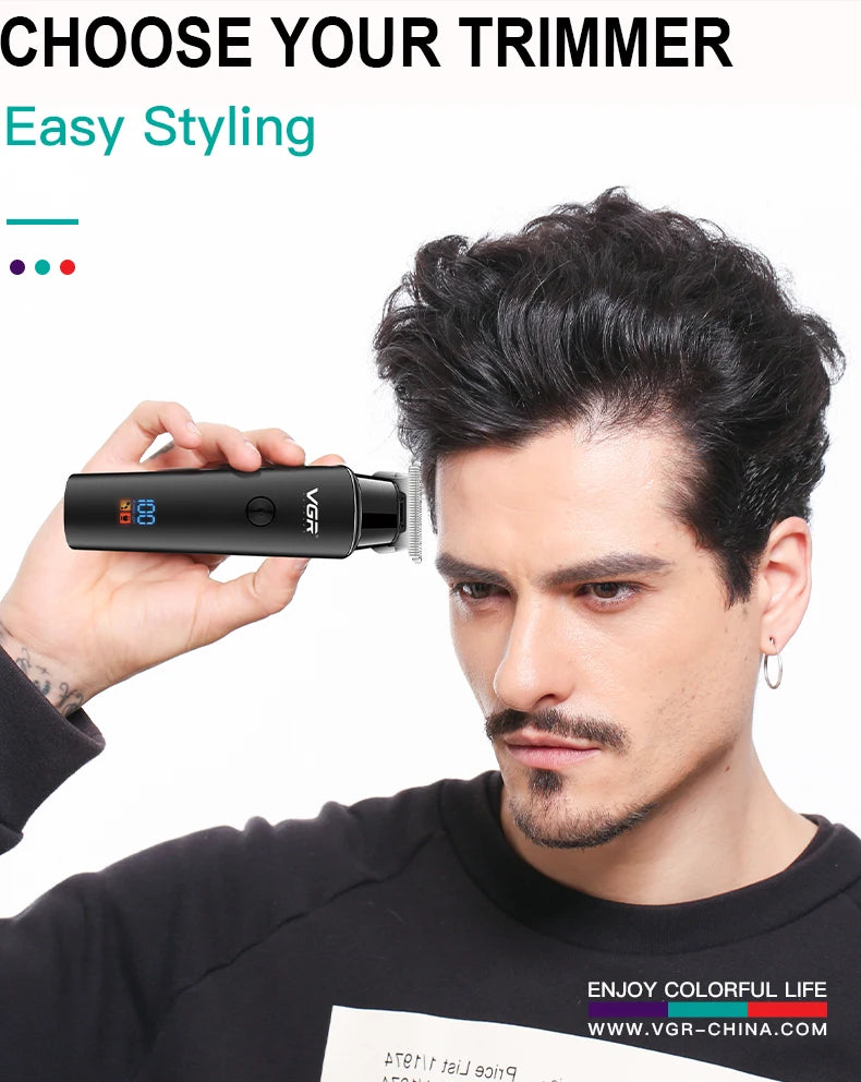 VGR Hair Trimmer Professional Electric Trimmers Cordless Hair Clipper Rechargeable LED Display V 937