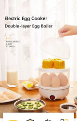 Multifunctional Egg Boiler Electric Egg Steamer Cooking Breakfast Machine Double Layers Egg Cooker Mini Steamer Poacher Kitchen