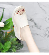 New Women Sandals Women Slippers Black Wedge Platform Open Toe Women Orthopedics Thick Bottom Beach High Heels Slides