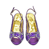 New Arrival Italian Women Wedding Shoes and Bag Set Decorated with Rhinestone Purple Shoes and Bags Sets Wedding Shoes Bride