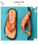 Brand Handmade Slippers High Quality Genuine Leather Men Flip Flops Original Design Indoor&Outdoor Soft Beach Casual Shoes