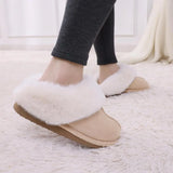 Shevalues New Plush Fur Slippers Home Women Winter Fluffy Faux Fur Collar House Slippers Furry Memory Foam Slides Indoor Outdoor