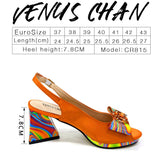 Venus Chan New Italian Shoes and Bag for Party 2024 Blue Color Rhinestones Painted Pattern Elegant Woman Peep Toe High Heels