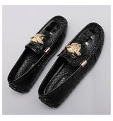 2023 New Men Loafers Leather Driving Boat Shoes Slip-On Casual Shoes Breathable Soft Male Flats Red Lazy Beanie Shoes Plus Size