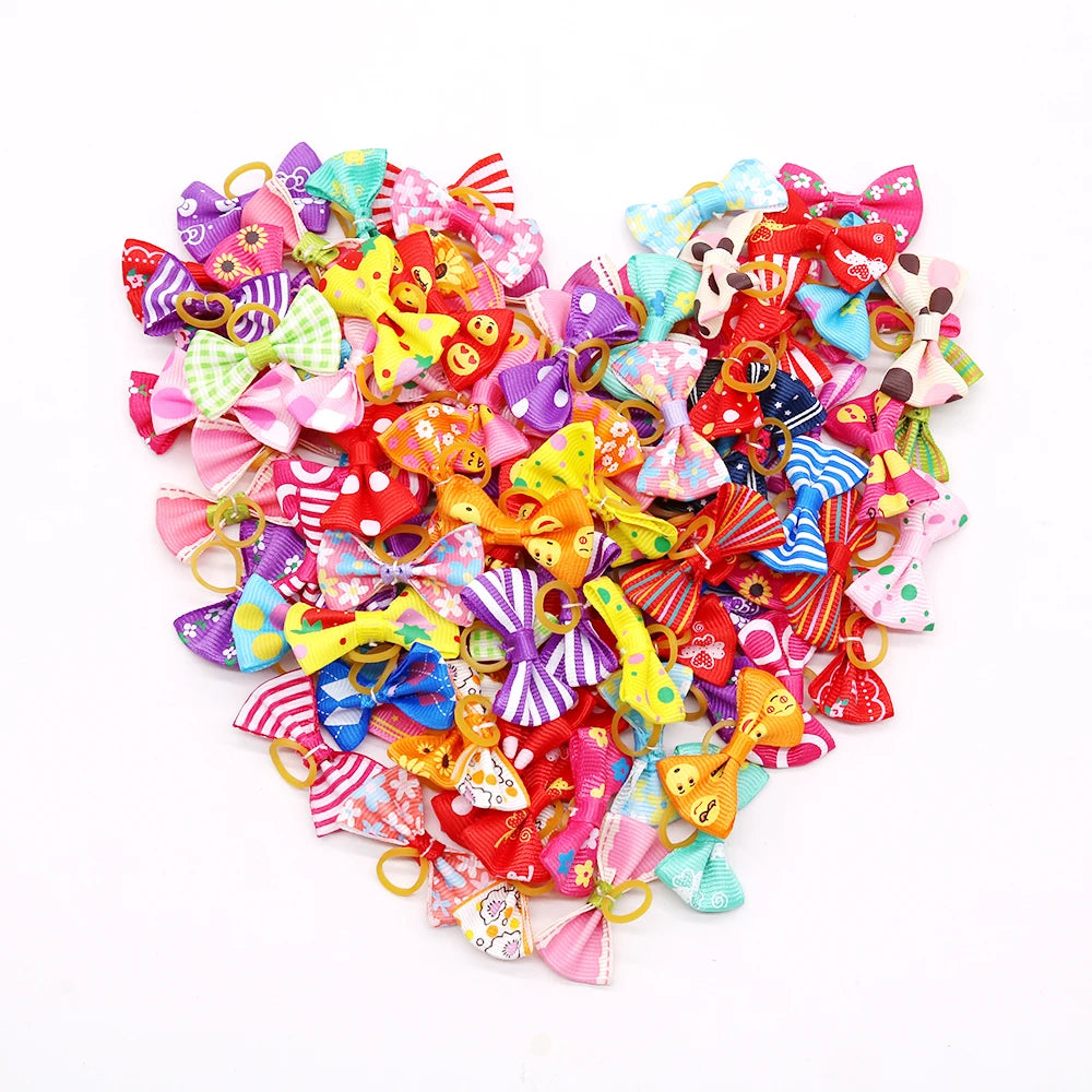 10/20/30PCS Pet Hair Accessories Bows Puppy  Grooming Bows Mix Colours Decorate Hair for Small Dog Hair Rubber Band Dog Supplier