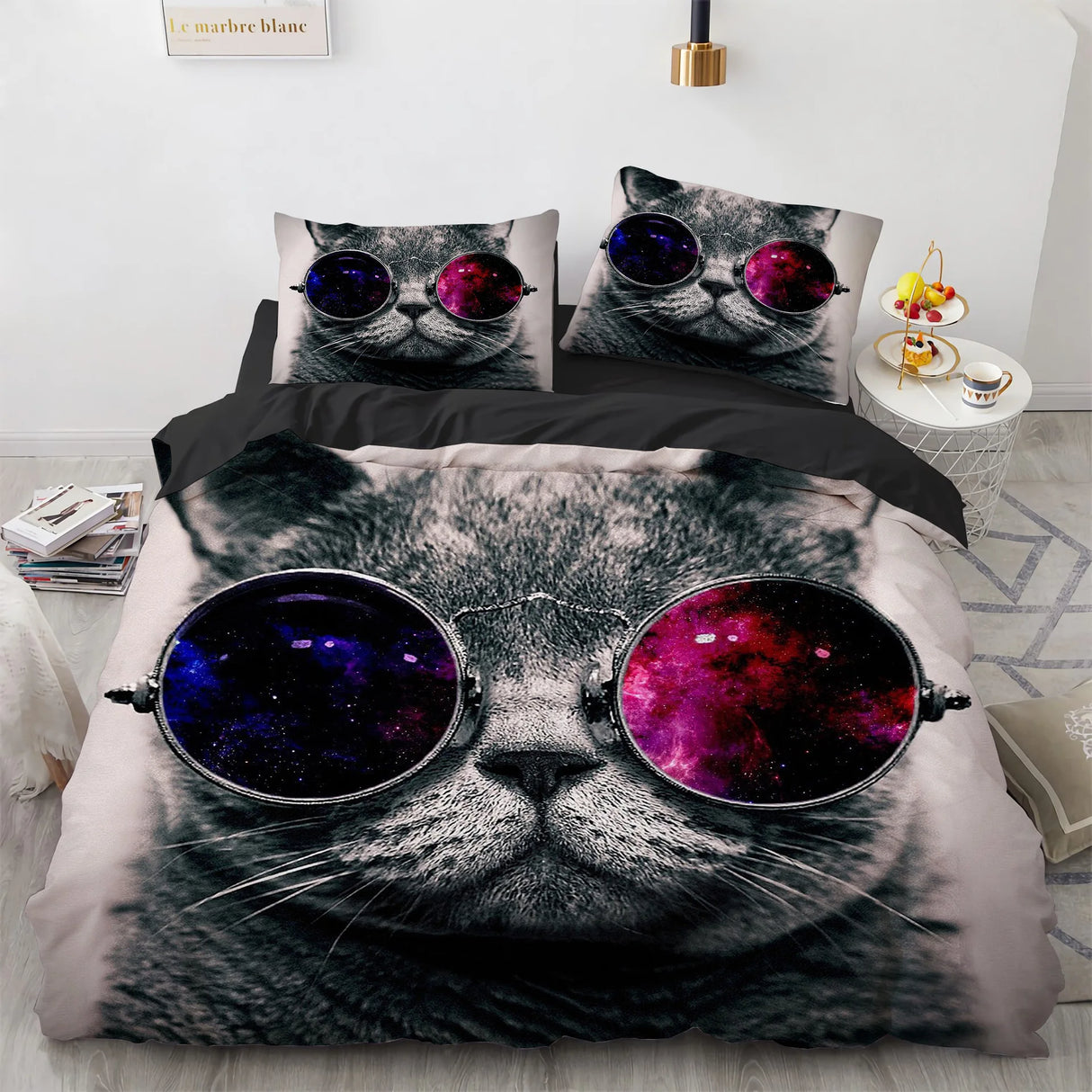 3D Cat Bedding Set Luxury Animal Duvet Cover with Pillowcase Queen King Single Double Size for Girls Boy Polyester Quilt Cover