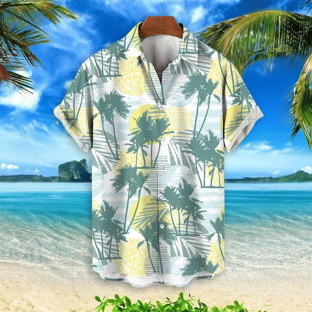 2025 Summer Animal Crane Men Hawaiian Shirt 3d Plant Shirt For Men Flower Print Plus Size Hawaiian Shirts Beach Flower Shirt 5xl