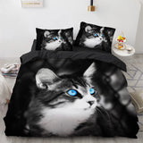 3D Cat Bedding Set Luxury Animal Duvet Cover with Pillowcase Queen King Single Double Size for Girls Boy Polyester Quilt Cover