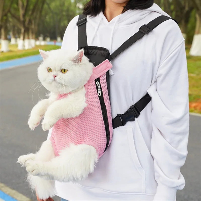 Adjustable Cat Dog Carrier Bag Pet Double Shoulder Backpack Portable Bag Outdoor Travel Camping Hiking Chest Strap Bag