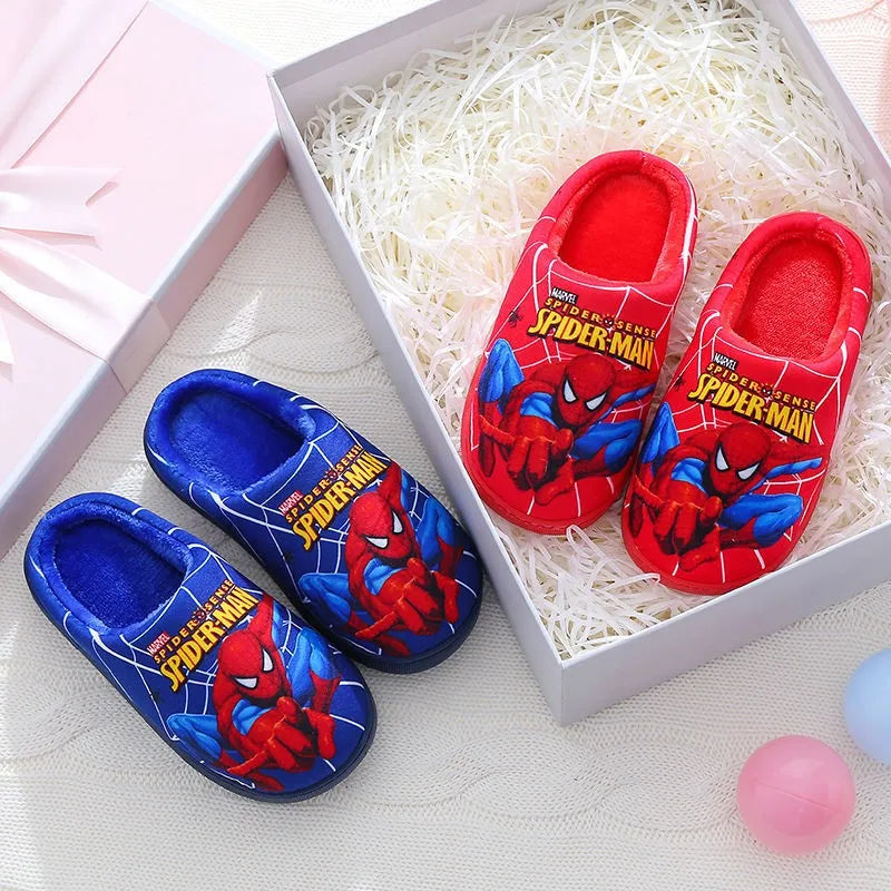 Spider Man Pattern Children Cotton Slippers Autumn Winter New Kids Indoor Shoes Cartoon Fashion Warm Baby Boys Cottonslipper