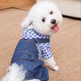 Pet Clothes Dog Cat Striped Plaid Jean Jumpsuit Hoodies Pet Costume for Small Medium Dog Chihuahua French Bulldog Puppy Clothing