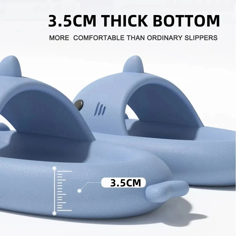 Comwarm Fashion Kids Shark Slippers Children Cartoon Shark Sandals Boys And Girls Thick Sole Summer Beach Shoes Bathroom Slides