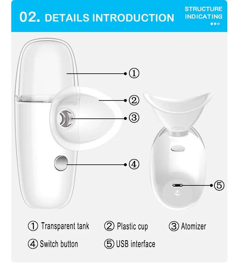 Eye Moistener Nano Spray Glasses Dry And Astringent To Relieve Fatigue Portable Usb Charging Eyewash Dry Eye Atomization