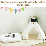 Pet Teepee Tent for Cats and Dogs Portable Removable Washable Dog House Indoor Puppies House with Cushion and Blackboard Cat Bed