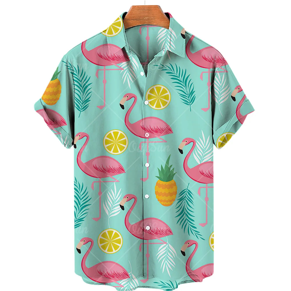 Duck 3d Print Shirts Men Fashion Hawaiian Shirt Short Sleeve Casual Beach Shirts Boys Single-Breasted Blouse Men's Clothing