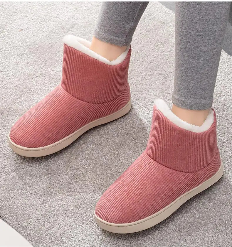 Winter Adult Men And Women Thick Warm Floor Shoes High Tube Non-Slip Indoor Cotton Shoes Plush Home Slippers Shoes Women