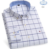 100% Pure Cotton Oxford Shirts for Men Long Sleeve  Plaid Shirt Striped Male BusinessTartan  Red Shirt Mans Designer Clothes