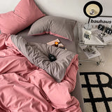 100% Cotton Pink Bedding Set Nordic Chic Duvet Cover Flat Sheet Pillowcase Soft Comforter Cover Bed Linen Boy Girl Home Textiles