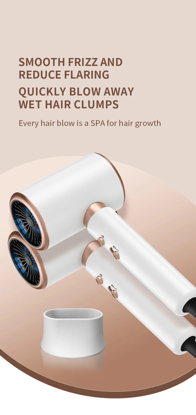 Hair Dryer, High-Speed Electric Turbine Airflow, Low Noise, Constant Temperature And Quick Drying, Suitable For Home Salons.