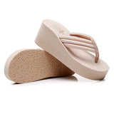 Open Toe Women Wedge Sandals Thong Flip Flops Platform Slippers Summer Beach Outdoor Slides Woman Height Increased Sandles