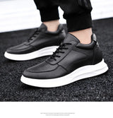 White Leather Sneakers with Thick Soles Men Shoes Outdoor Men Formal Shoes Invisible Inner Height Increasing Men's Shoes 6/8 CM