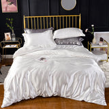 High End Home Emulation Silk Satin Bedding Set Luxury Single Double Duvet Cover Set High Quality King Queen Size Bedding Sets