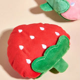 1pc Cute Strawberry Design Pet Grinding Teeth Plush Toy, Chew Toy For Dog Interactive Supply