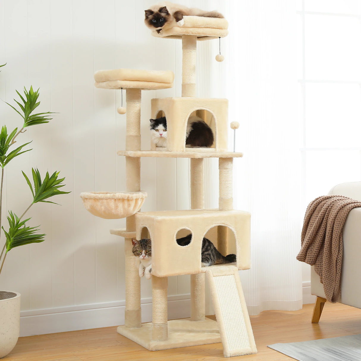 Domestic Delivery Big Cat Tree Tower Condo Furniture Scratch Post Cat Jumping Toy with Ladder for Kittens Pet House Play