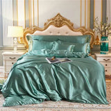 High-end Blending Natural Mulberry Silk Bedding Set Luxury Satin Silky Queen Size Duvet Cover Set with Sheets King Size Bed Set