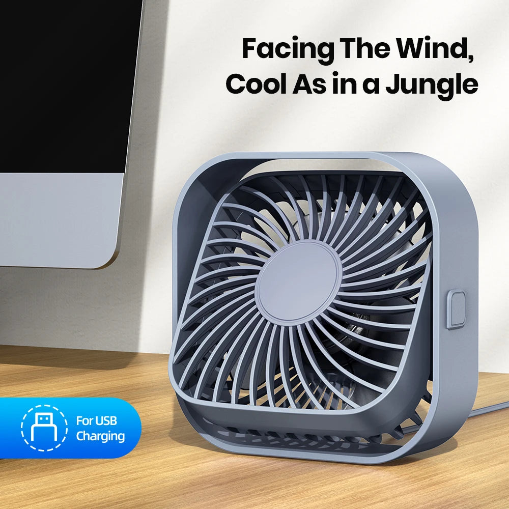 TOPK Mini Portable Fan USB Desk Fan Table Strong Airflow &Quiet Operation 3 Speed Wind 360°Rotatable Standing fans for room Home