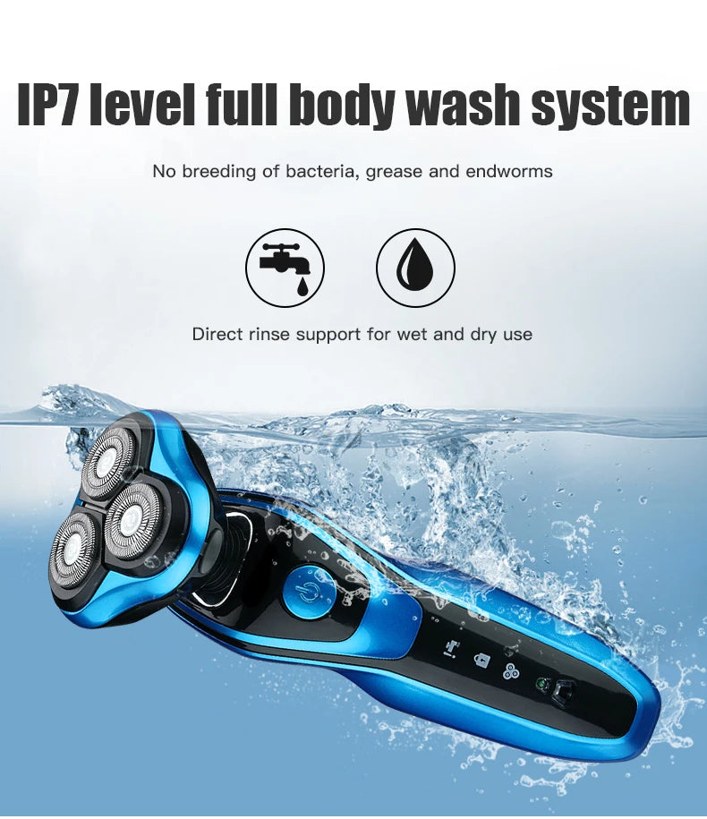 Electric Shaver Rotary Shaver Electric Razor Beard Trimmer Rechargeable Hair Cutting Shaving Machine Clipper for Men Waterproof