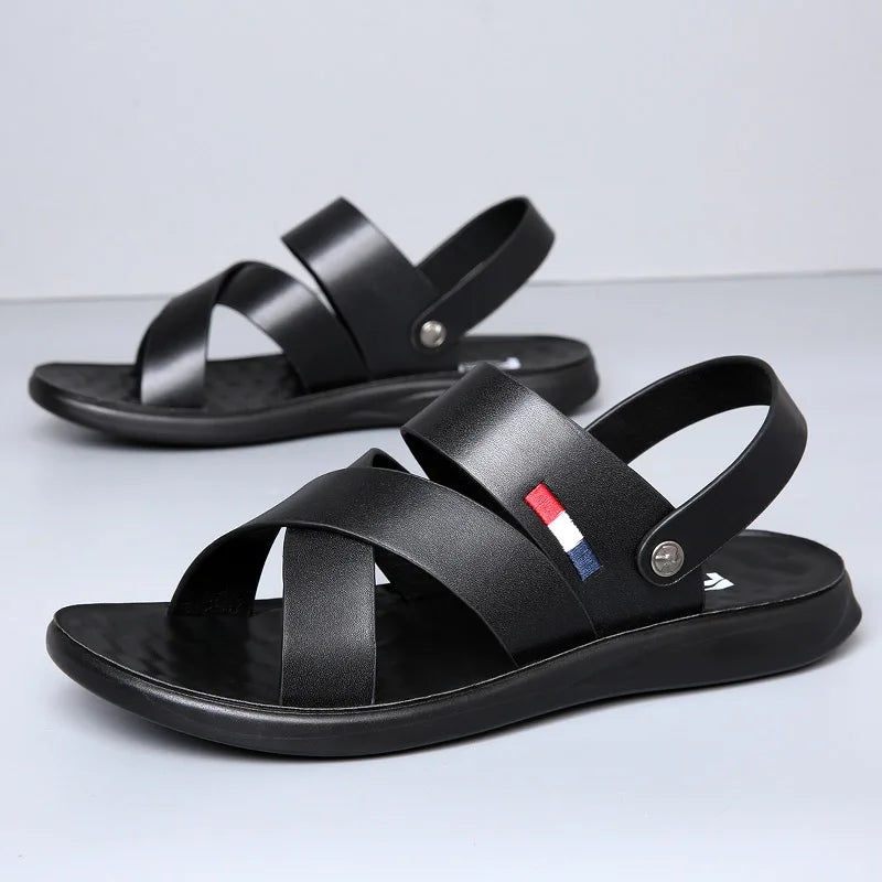 Summer Men's Brand Men's Fashion Trend Beach sandals Soft Breathable Men's Sandals Black Leather Sandals Free Shipping Shoes