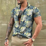 2024 Coconut Tree Shirts For Men 3d Printed Men's Hawaiian Shirt Beach 5xl Short Sleeve Fashion Tops Tee Shirt Man Blouse Camisa