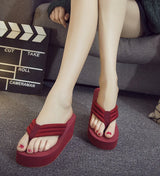 Open Toe Women Wedge Sandals Thong Flip Flops Platform Slippers Summer Beach Outdoor Slides Woman Height Increased Sandles