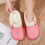 MAEDEF Men Women Slippers Waterproof EVA Warm Furry Wrapped Slippers Indoor Home Cotton Shoes Fur Slides Plush Winter Slippers