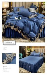 Lace edge bed skirt bed cover matte four piece set, 1.5m 1.8m European style thickened version