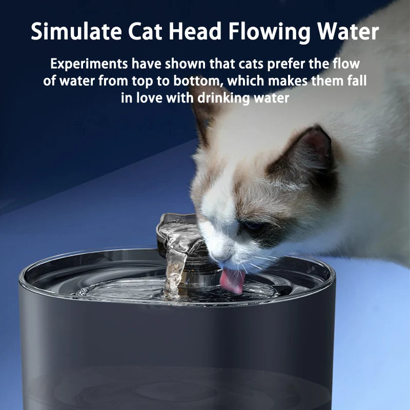 Cat Water Fountain Auto Recirculate Filtring Cats Dog Water Dispenser USB Electric Mute Pump Cat Ear Pet Cats Drinking Fountain