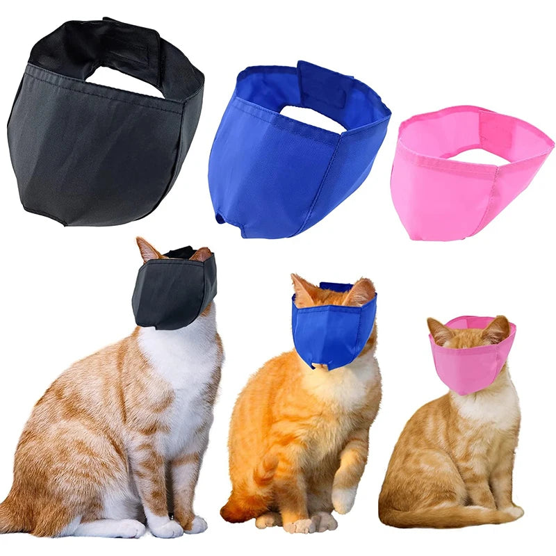 Cat Anti-Bite Muzzles Breathable Nylon Protective Hood Cats Bathing Grooming Anti-scratch Face Mask Groomer Helpers Pet Supplies