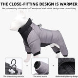 Winter Warm Dog Jacket Reflective Four Legged Clothes Outdoor Waterproof Windproof Traction Harness Jumpsuit French Bulldog Coat