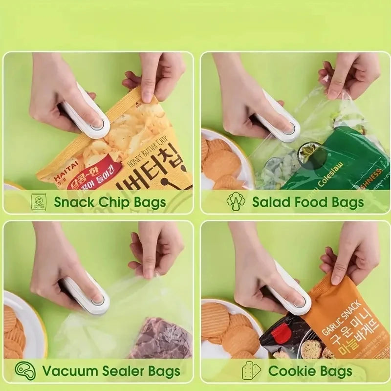 Mini Heat Bag Sealing Machine Package Sealer Bags Plastic Food Sealer Clip Bag Handheld Sealer Food Packaging Heat Sealer