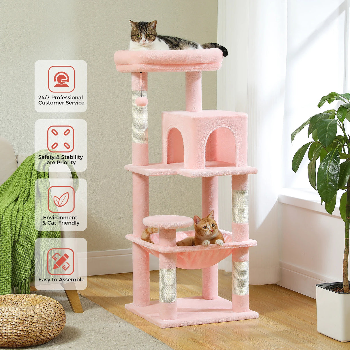 Multi-Level Cat Tree with Scratching Post Luxury Cat Tower with Condo House Cat Scratcher for Indoor Cat Accessories Pet Cat Toy