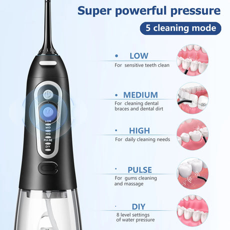 Oral Irrigator USB Rechargeable Water Flosser Portable Dental Water Jet 300ML Water Tank Waterproof Teeth Cleaner For Oral Care