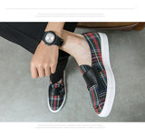 Loafers Men Shoes Canvas Plaid Classic Fashion Moccasin Man Party Outdoor Daily PU Double Buckle All-match Casual Shoes