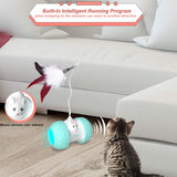 Interactive Cat Toys for Indoor Cats, Automatic Kitten Toys Electronic with Mouse and 3 Feathers for Cats to Play Alone Exercise