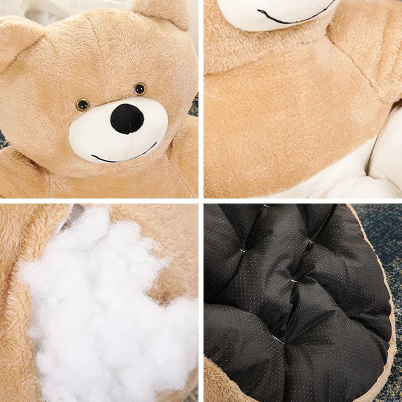 Semi-Enclosed Bear Pet Dog Bed Ultra Soft Cat Bed Detachable Plush Puppy Bed Winter Warm Sleeping Bed Mat Pet Product