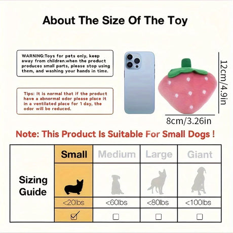 1pc Cute Strawberry Design Pet Grinding Teeth Plush Toy, Chew Toy For Dog Interactive Supply