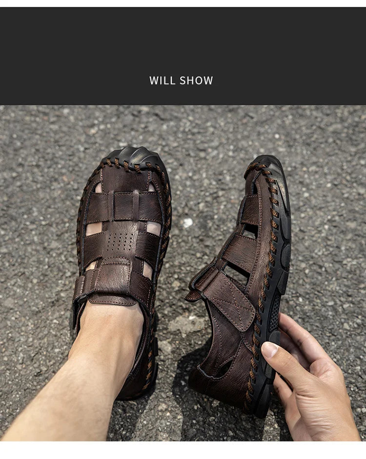 Men Beach Sandals Roman Style Men Sandals Summer Leather Shoes for Beach Outdoor Fashion Walking shoes male Sandalias size 38-48