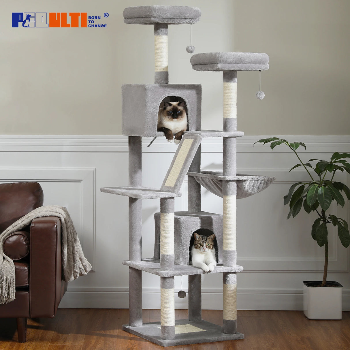 Domestic Delivery Big Cat Tree Tower Condo Furniture Scratch Post Cat Jumping Toy with Ladder for Kittens Pet House Play